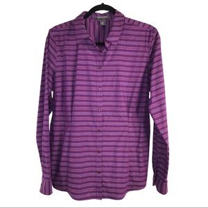 Eddie Bauer Wrinkle Free Purple and Stripes Shirt